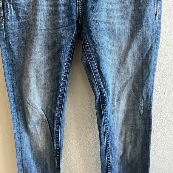 Miss Me Medium Wash Angel Wing Sparkly Skinny Jeans Size 28 Style JE533052L - Picture 4 of 14